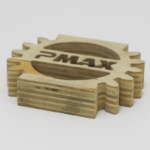 Wooden ProtoMAX Part engraved with Pmax